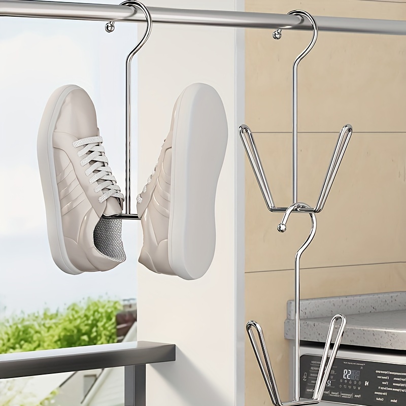 Stainless Steel Hanging Shoe Rack Organizer – Space-Saving Bathroom and Entryway Storage Solution