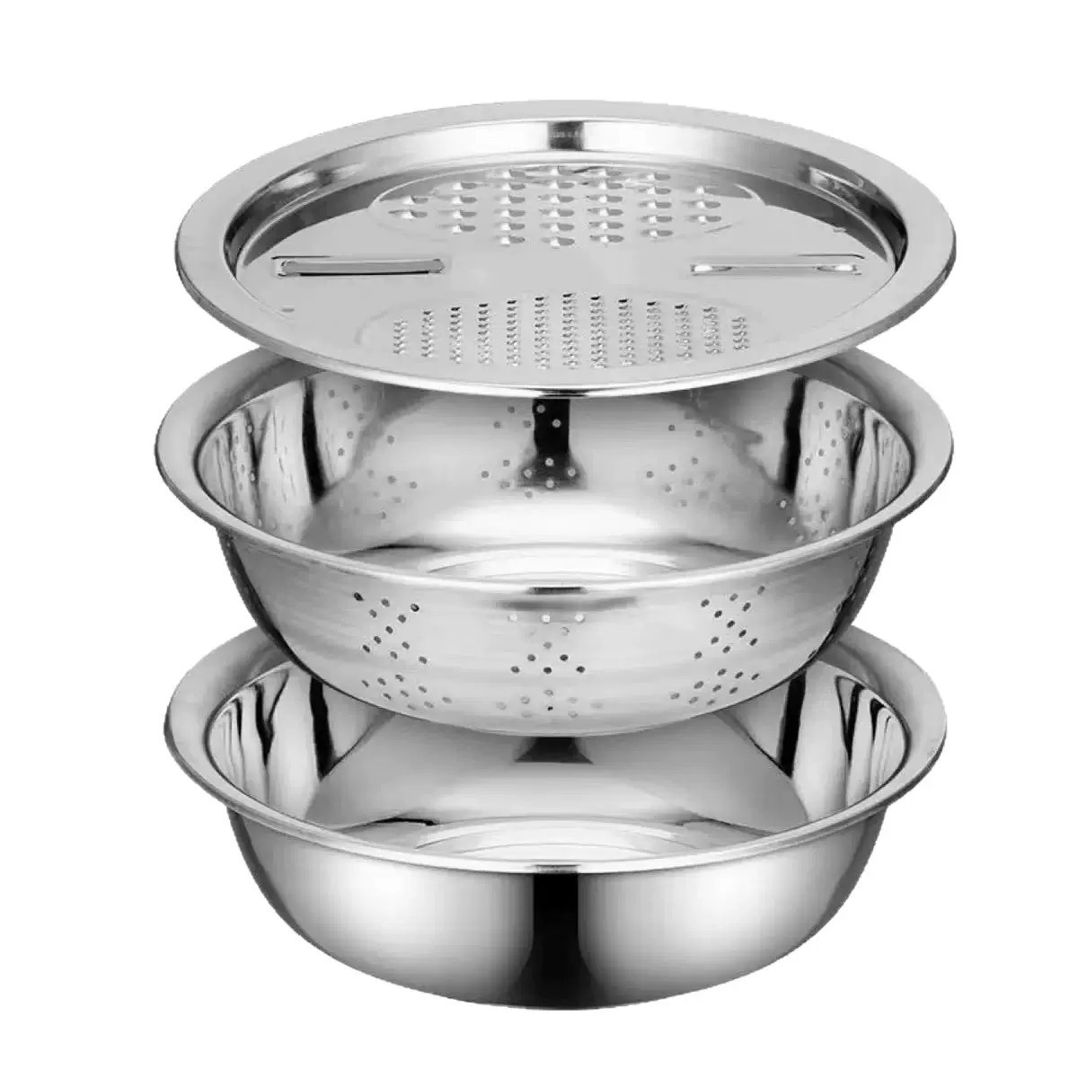 Multifunctional Vegetable Slicer, Stainless Steel Potato Slicer, Washing Basin & Drain Basket