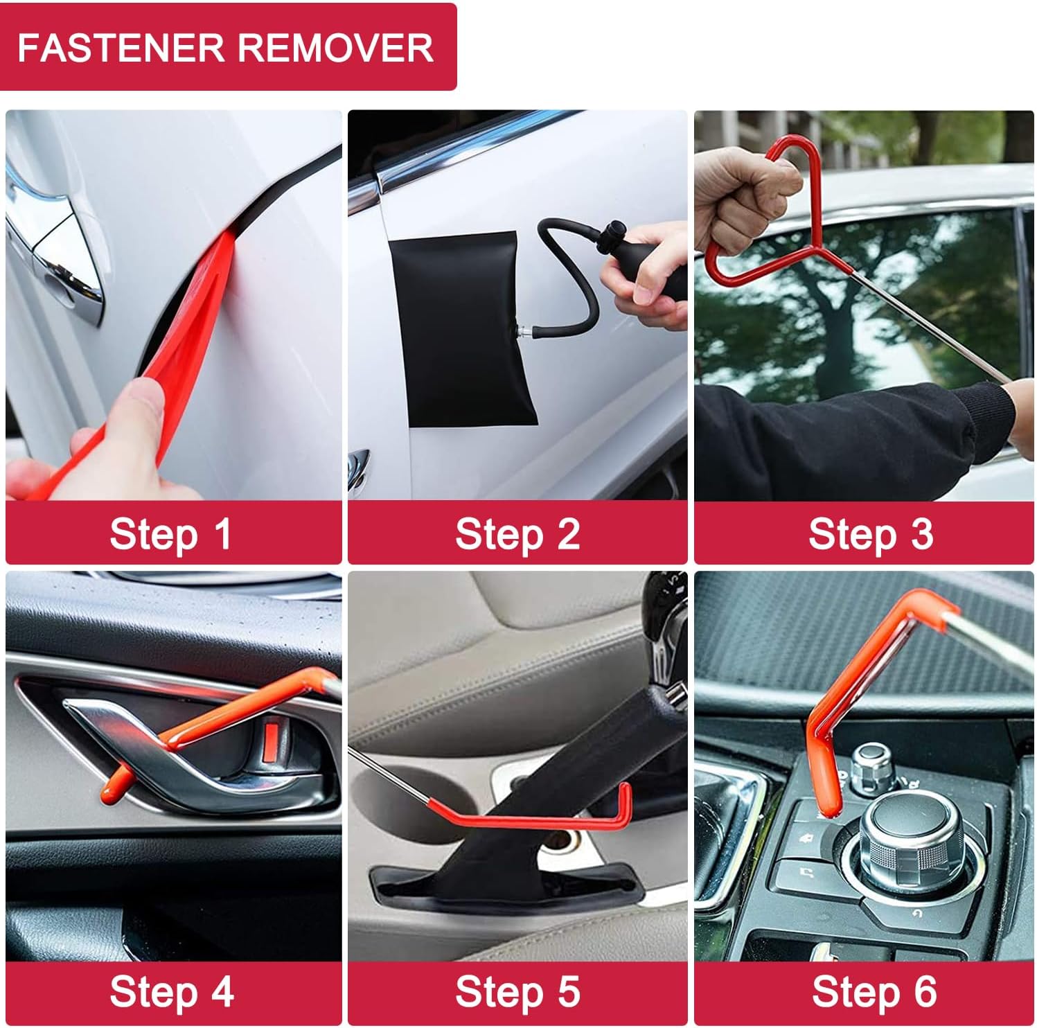 Auto Window Door Open Fixing Gripper, Car Door Tool Kit Inflatable Air Pump, Long Reach Kits Tools with Carrying Bag