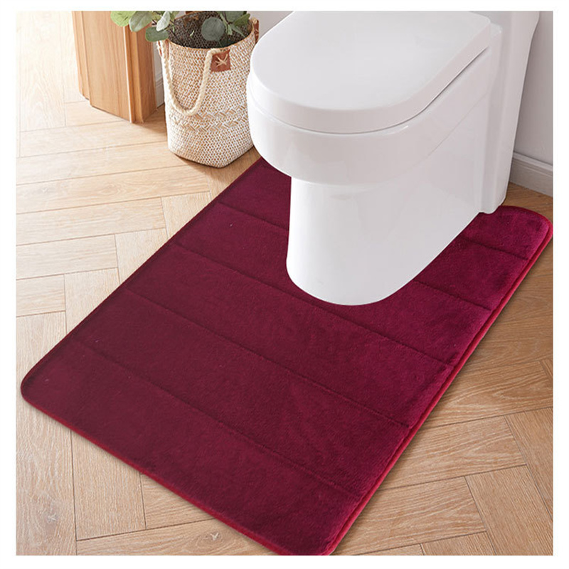 Silver Grey Non Slip Bath Mat Set Memory Foam Bathroom Rug and U Shape Toilet Mat