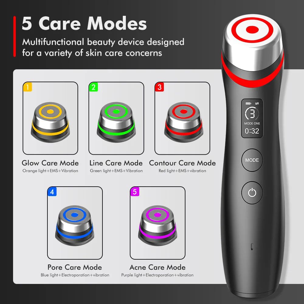 6 in 1 Age Booster Skin Care Facial Device, Glow Booster Beauty Tool with Microcurrent Lift & Anti-Aging Face Care
