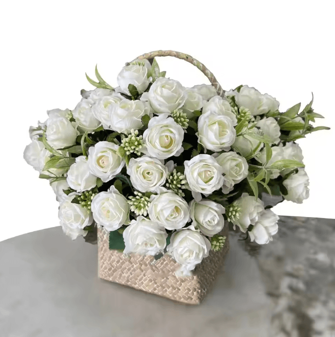 10-Head Artificial Rose Bouquet – Realistic Silk Flowers for Elegant Home & Wedding Decor