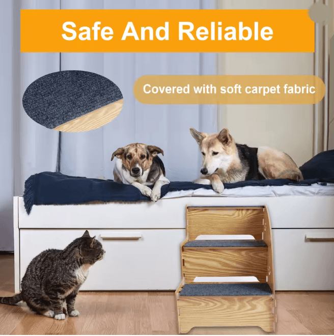Anti Slip Dog Stairs for Small Dogs and Cats 3 Tier Pet Steps