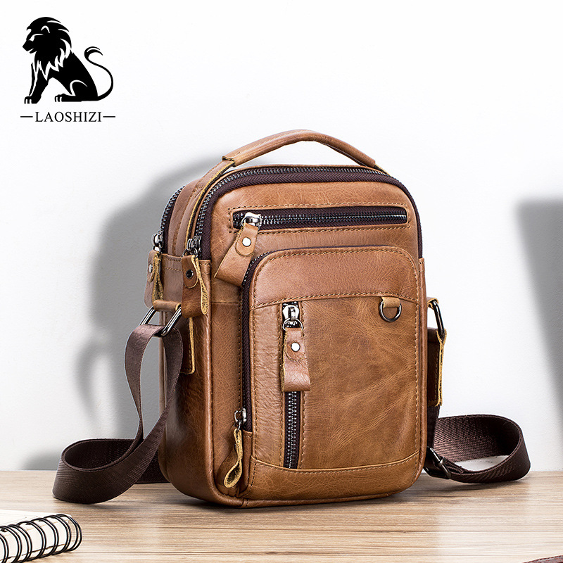 Brand 100% Genuine Leather Men Messenger Bag, Classic Crossbody Shoulder Bag for Men, Small Designer Handbag, Laptop Bag