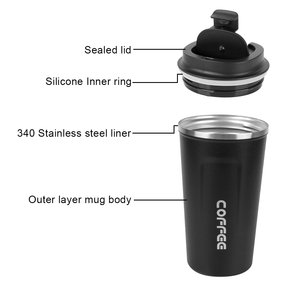 Double Stainless Steel Thermo Cafe Coffee Mug, Leak-Proof Travel Thermos Cup, Tea Water Mug, BPA Free