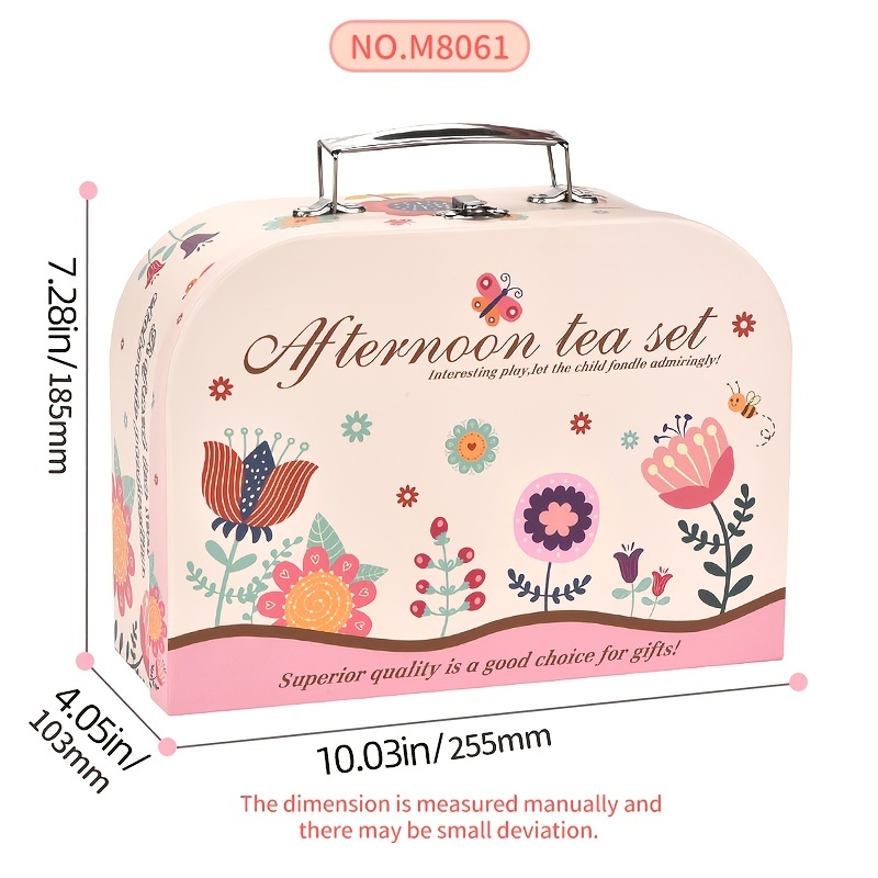 Flower Tea Set Toys for Toddlers, Tea Party Set for Little Girls, Kitchen Pretend Play Toys, Dessert Cake Christmas Gift