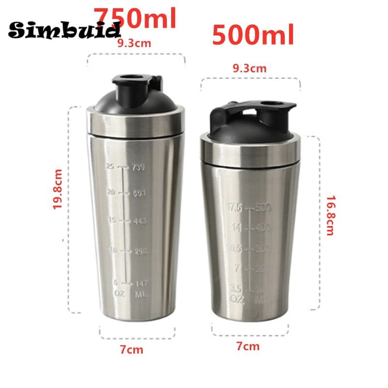 Stainless Steel Protein Shaker Bottle with Mixing Ball Leak Proof Gym Water Bottle