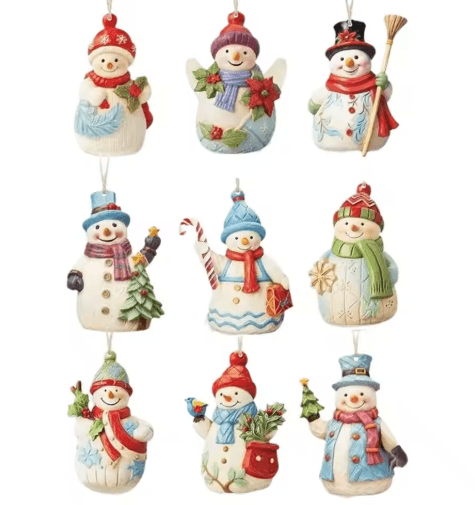 Wooden Snowman Christmas Tree Ornament Set (9PCS)