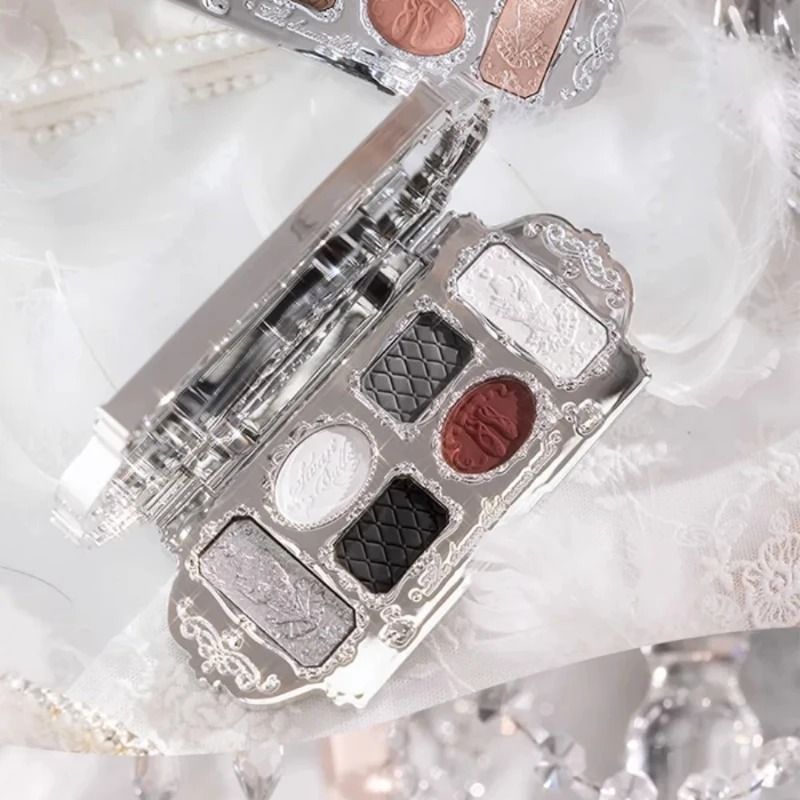 Flower Knows Black Swan Ballet 6-Color Eyeshadow Palette - Fine Shimmer & Pearl