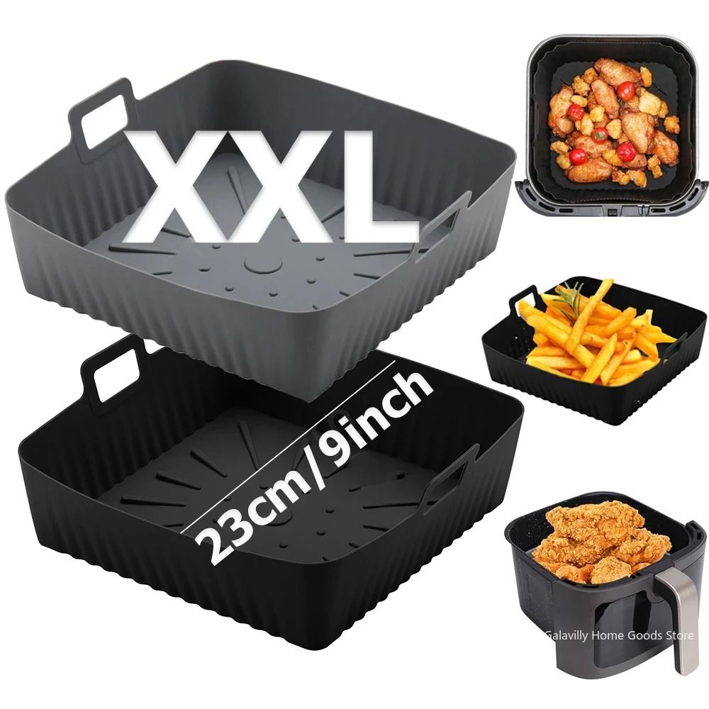 Reusable Silicone Air Fryer Liner Square Baking Tray for 6 to 8 Qt Fryers
