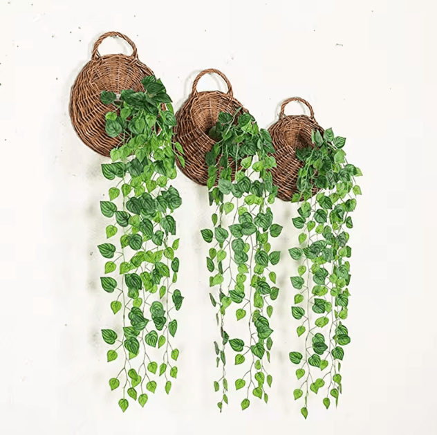 Artificial Hanging Ivy Basket Vine – Lush Green Rattan Garland Decor for Home & Events