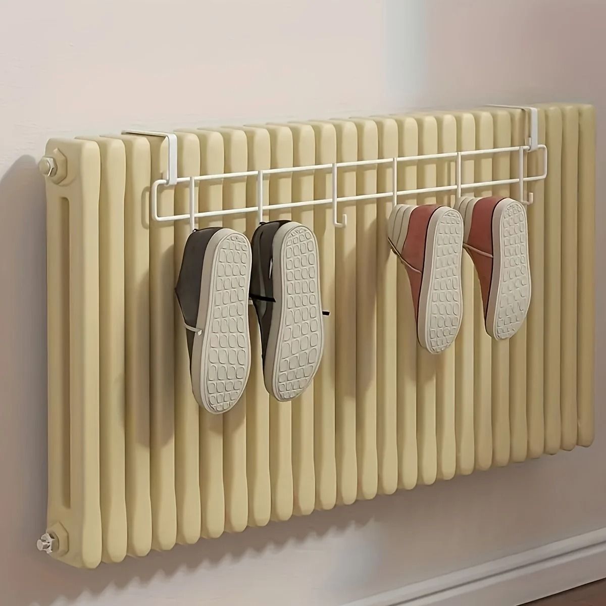 Wall-Mounted Heater Drying Rack – Heavy-Duty Metal Hanging Rod for Winter Essentials