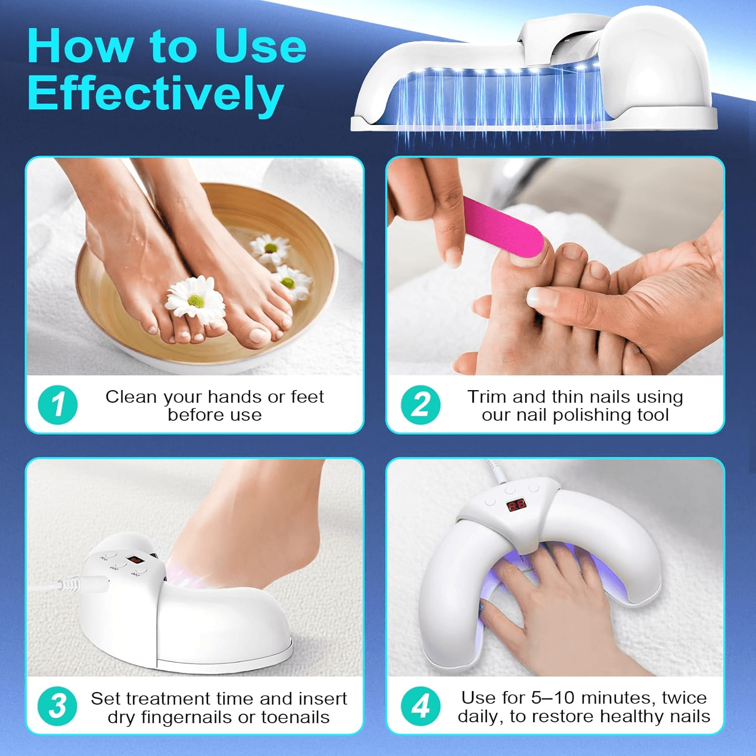 Nail Fungus Laser Therapy Device, Safe, Painless At-Home Nail Care
