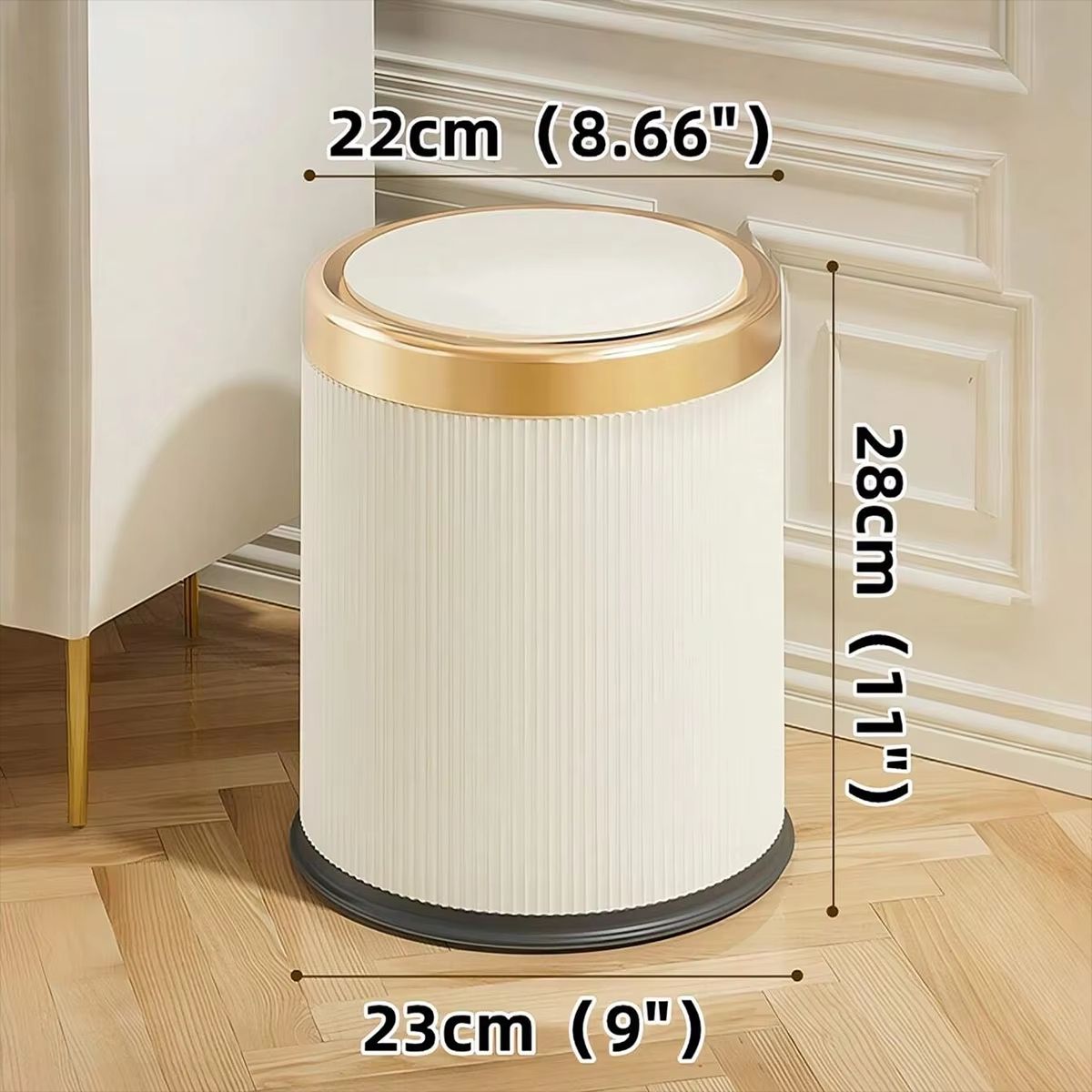 Modern White and Black Double-Layer Trash Bin with Press-Top Lid