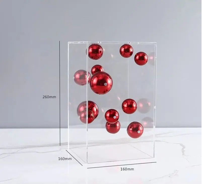 Modern Geometric Clear Acrylic Cube & Sphere Display Sculpture