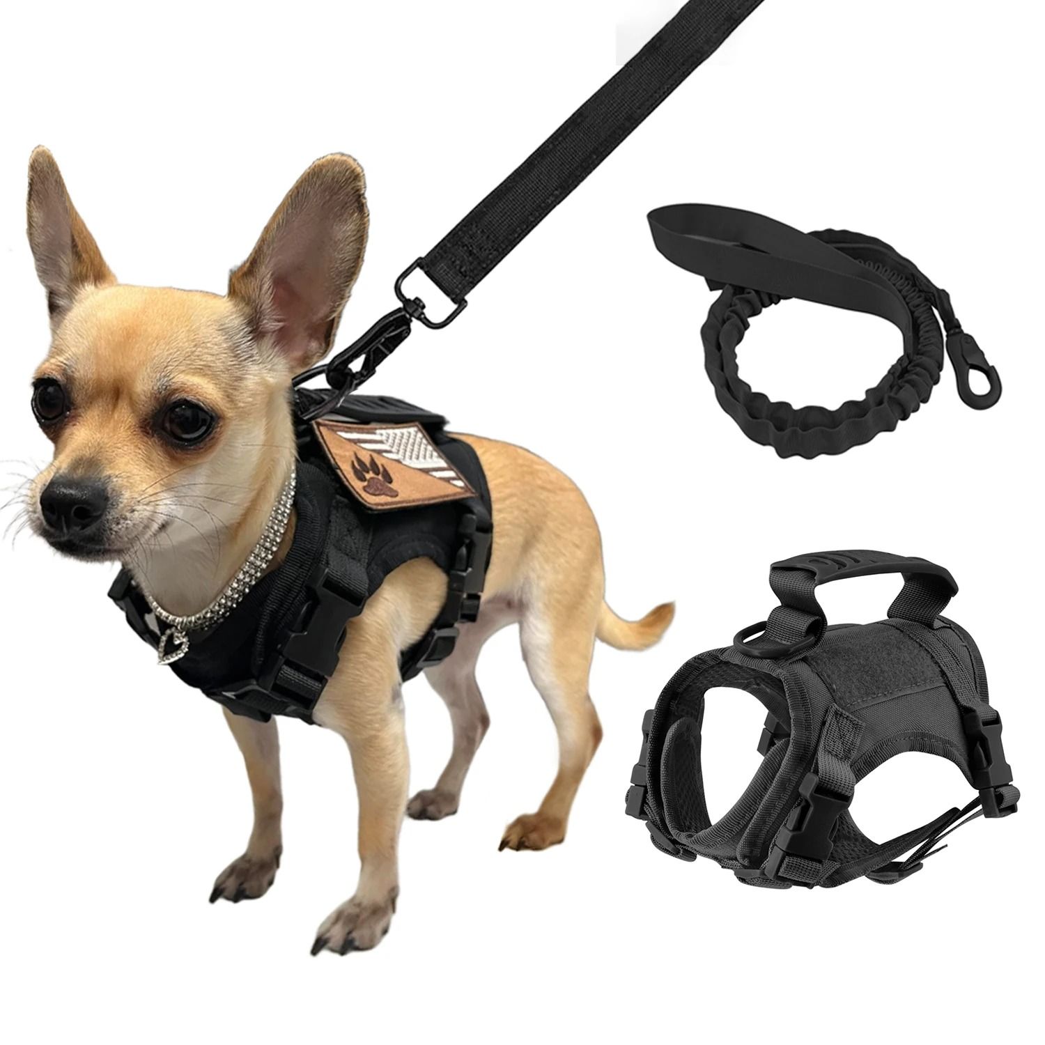 Adjustable Tactical Cat and Puppy Harness with Leash for Secure Training Walks