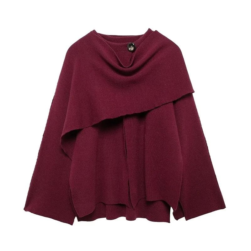 Elegant Womens Knit Cape Coat Scarf Collar Winter Poncho Cardigan