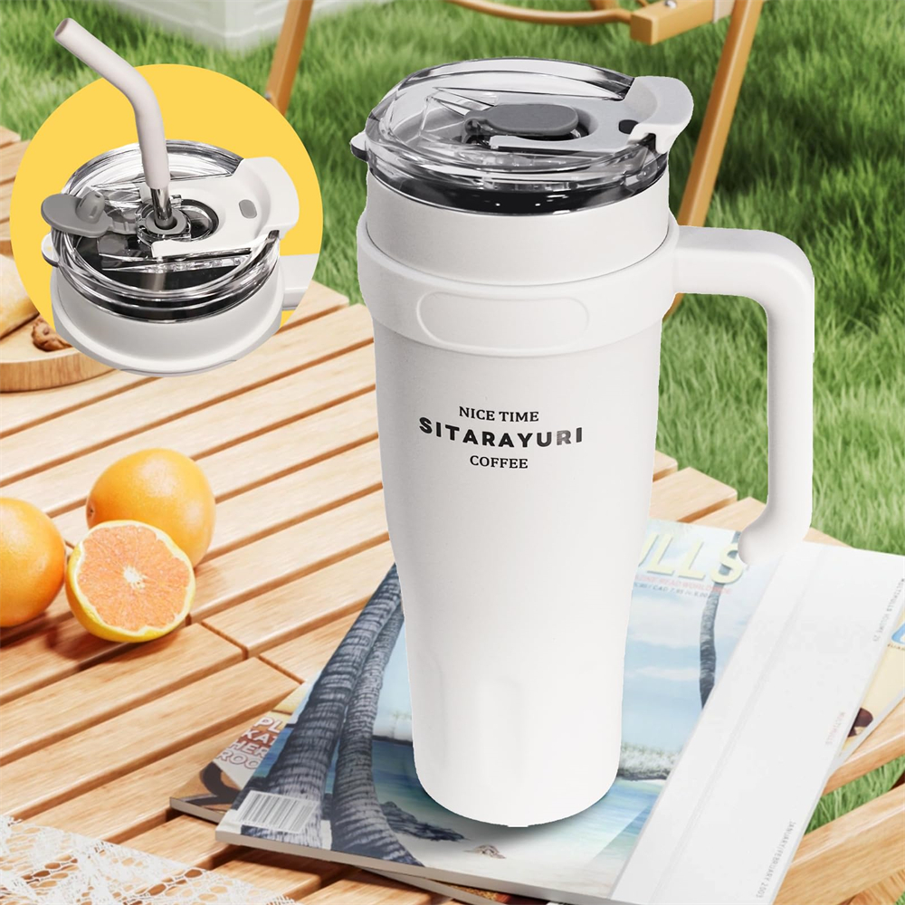 Tumbler with Handle and Straw Leakproof Insulated Travel Mug for Coffee & Water