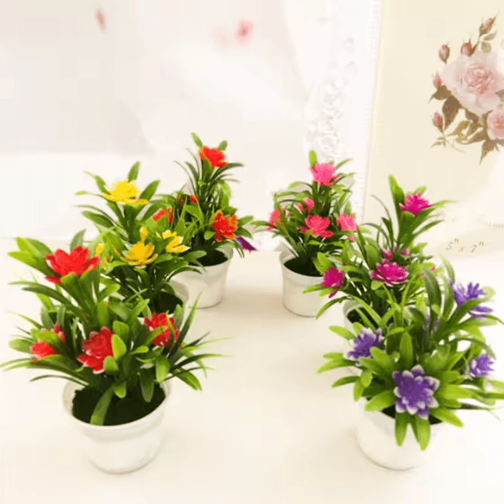 Artificial Flower Bonsai Plant in Pot Realistic Desktop Decor for Home Office and Wedding
