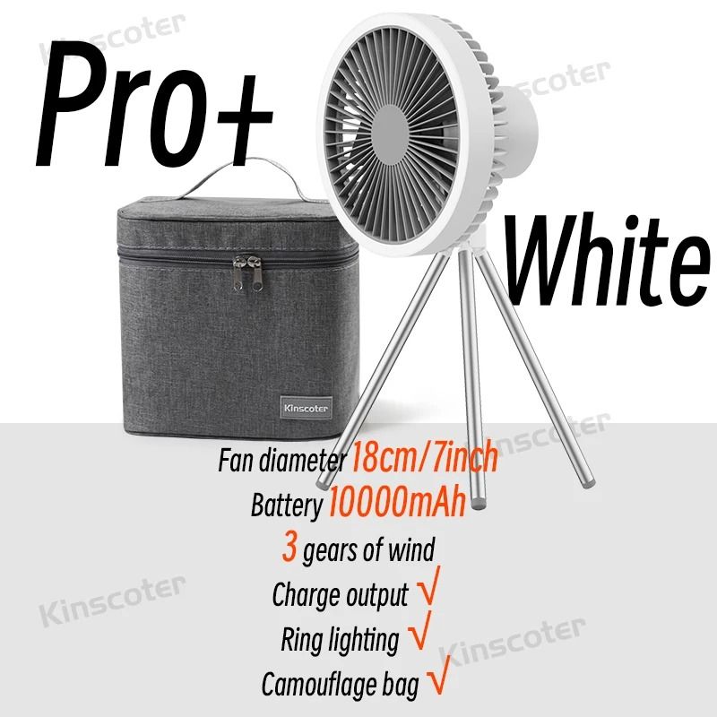 Rechargeable Camping Fan Power Bank with 10000 mAh & 4000 mAh Options