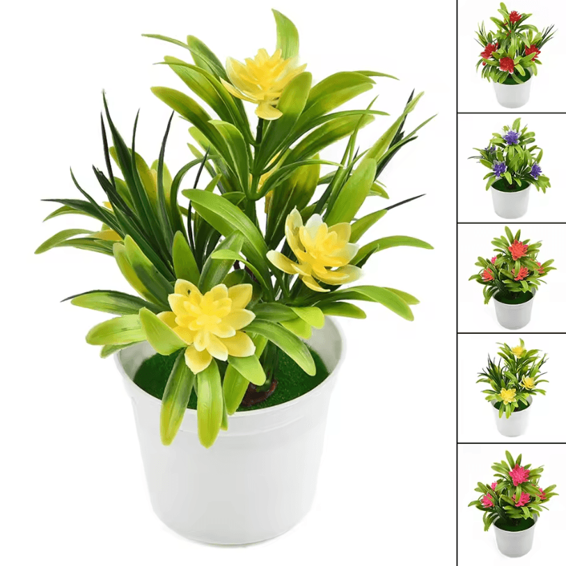 Artificial Flower Bonsai Plant in Pot Realistic Desktop Decor for Home Office and Wedding