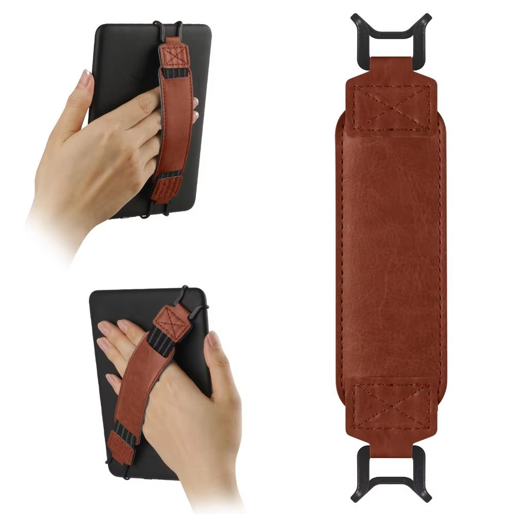 Universal Leather Tablet Hand Strap With Anti-Slip Finger Grip Holder