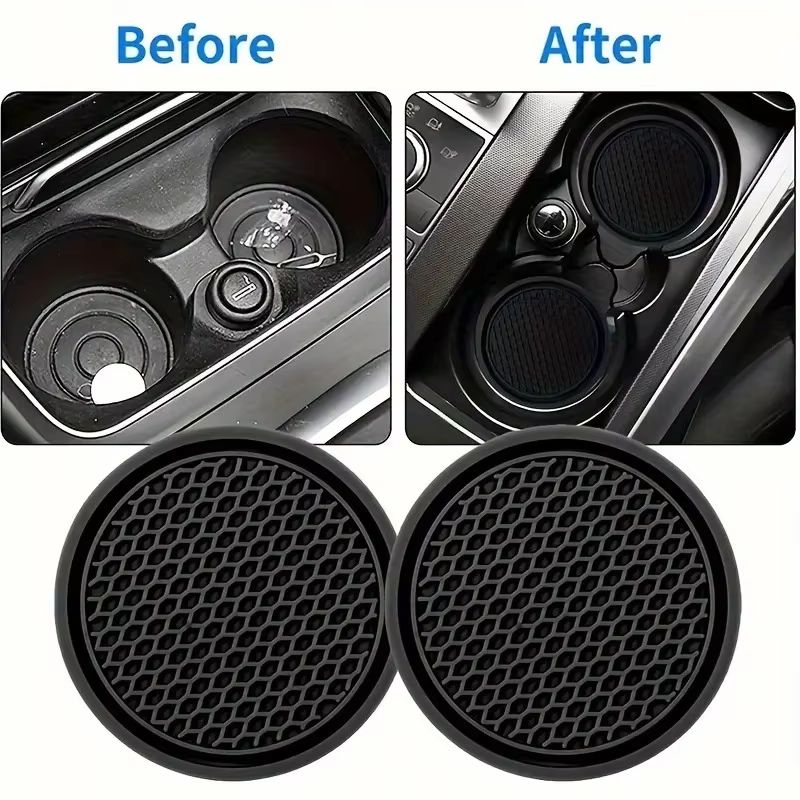 DriveEase 4-Piece Car Enhancement Set – Cup Holder Mats & Seat Belt Extenders
