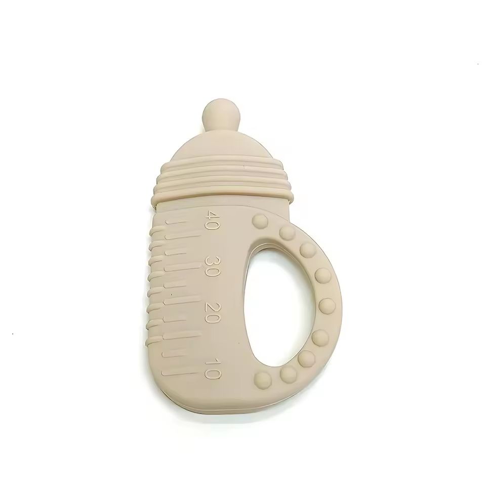 Silicone Baby Bottle Teether – Food-Grade Molar Toy with Easy-Grip Handle