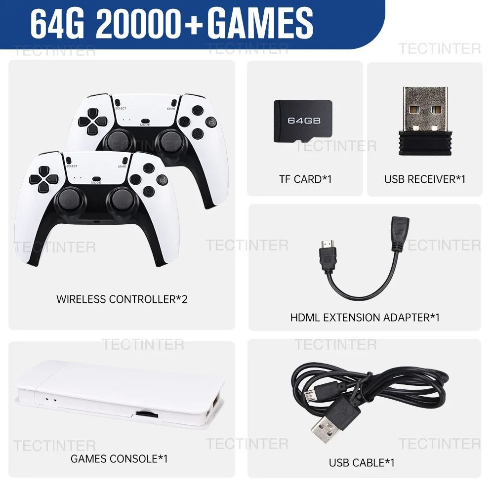 4K Ultra HD Retro Game Stick – 20,000+ Classic Games with Dual 2.4G Wireless Controllers