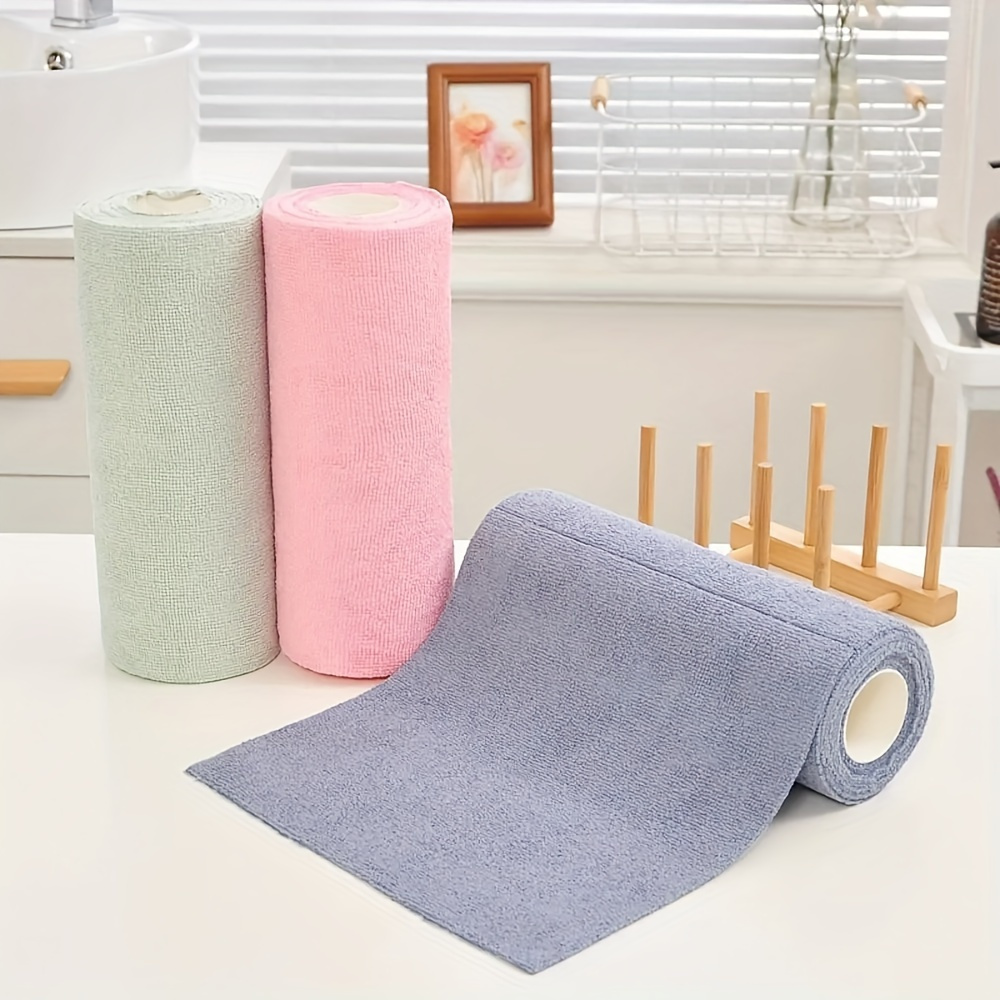 Reusable Kitchen Dish Cloth Roll – Washable Cleaning Wipes, Paper Towel Alternative, Absorbent Rag for Living Room & Bed