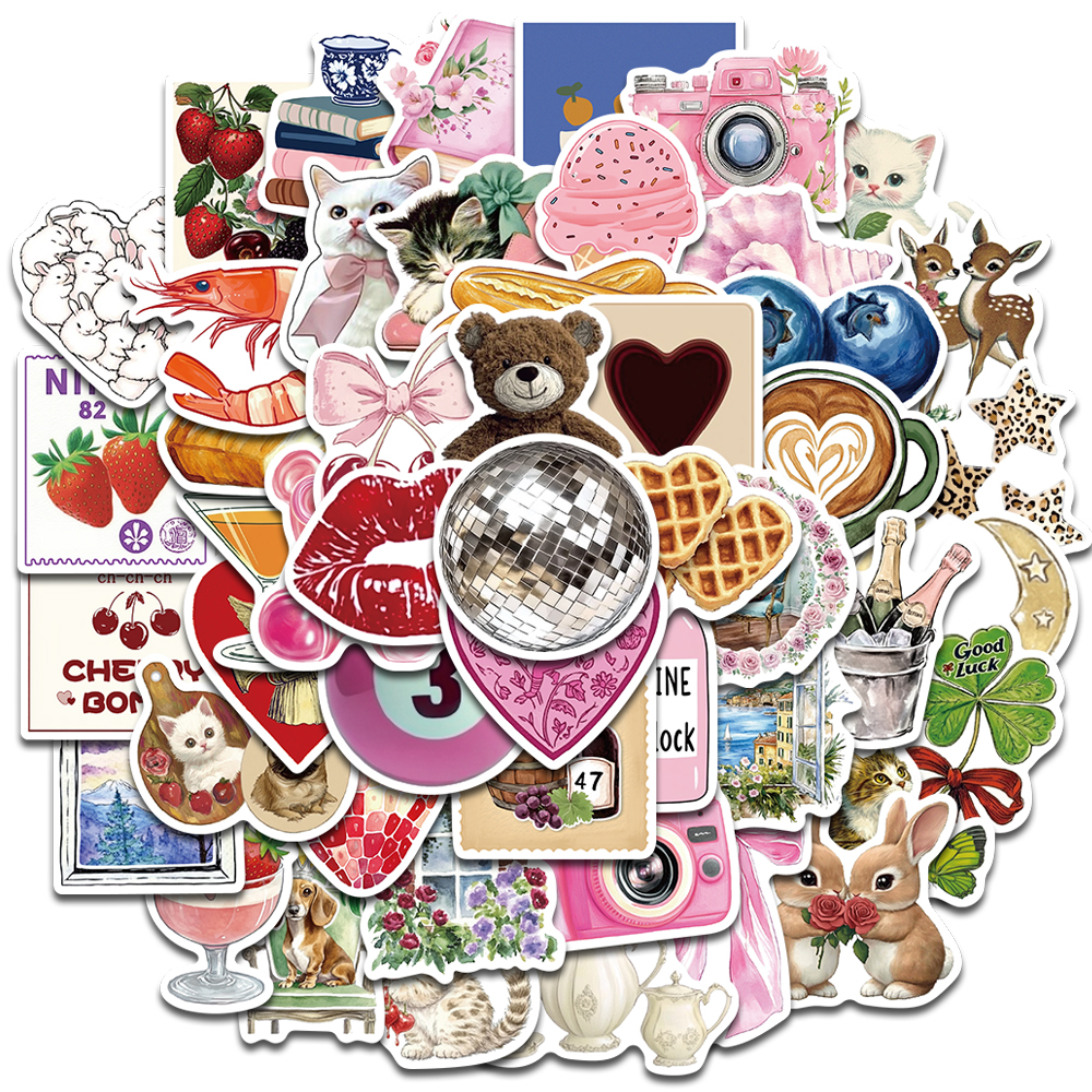 Creative Sticker Pack, 50PCS Aesthetic Decals for DIY Decor Laptop, Phone, Luggage & Wall Art