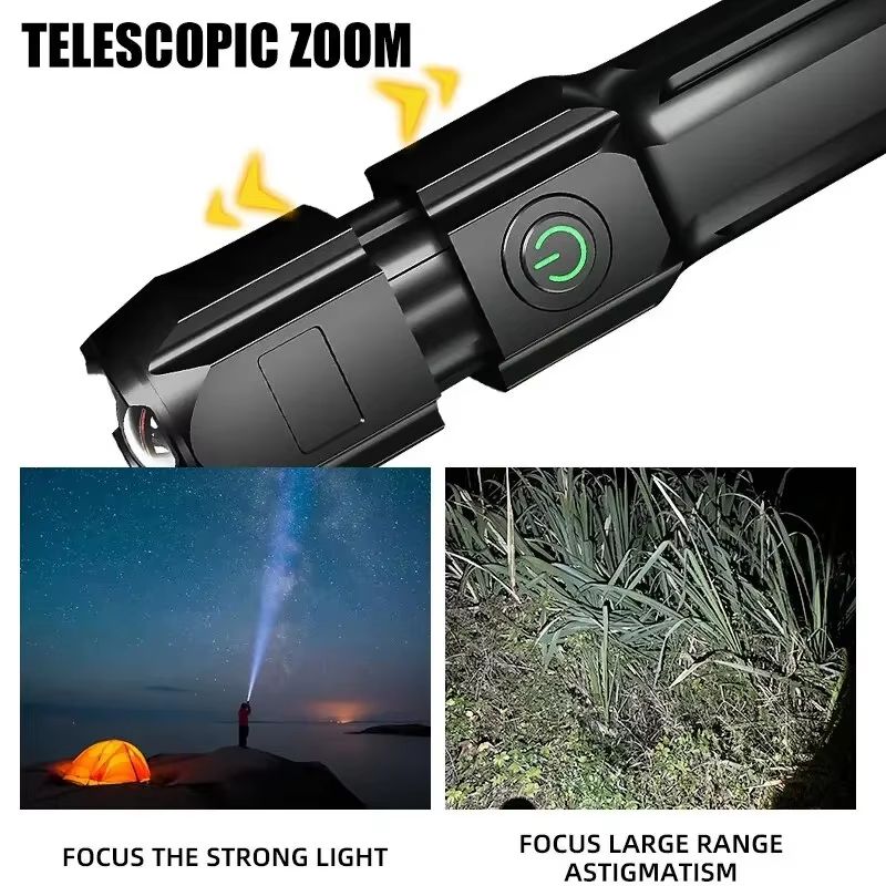Rechargeable Waterproof Tactical LED Flashlight with Zoom