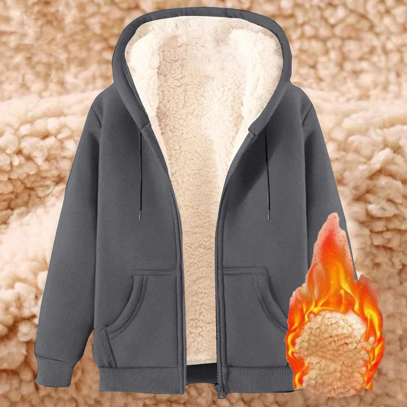 Womens Fleece Lined Zip Up Hoodie with Pockets