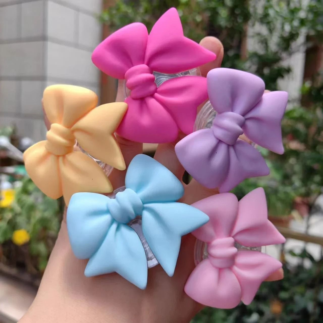 Plain Macaron Bow Knot Universal Phone Grip and Stand