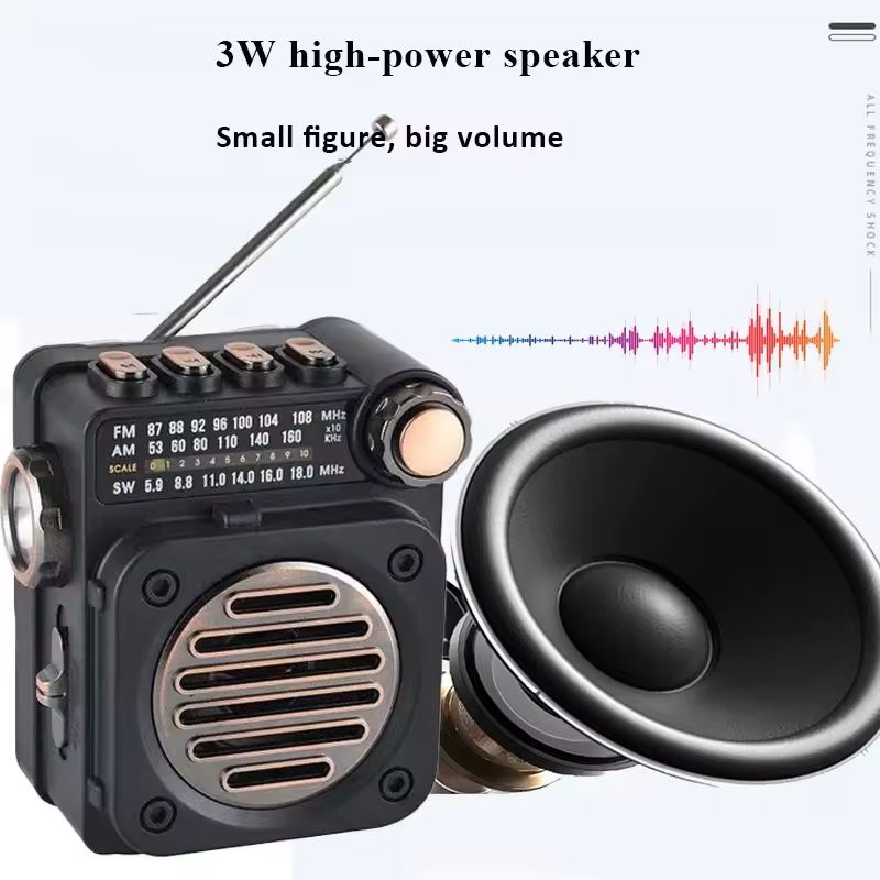 Portable Bluetooth Radio with FM AM SW and LED Flashlight