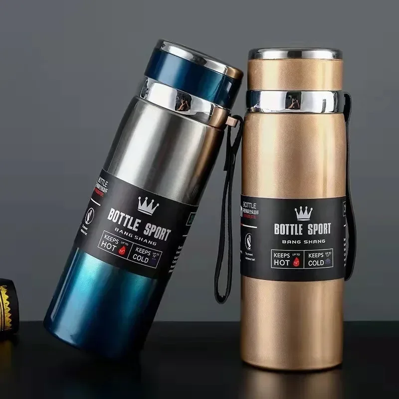 Stainless Steel Vacuum Thermos Bottle, Thermal Water Bottle for Hot & Cold Drinks