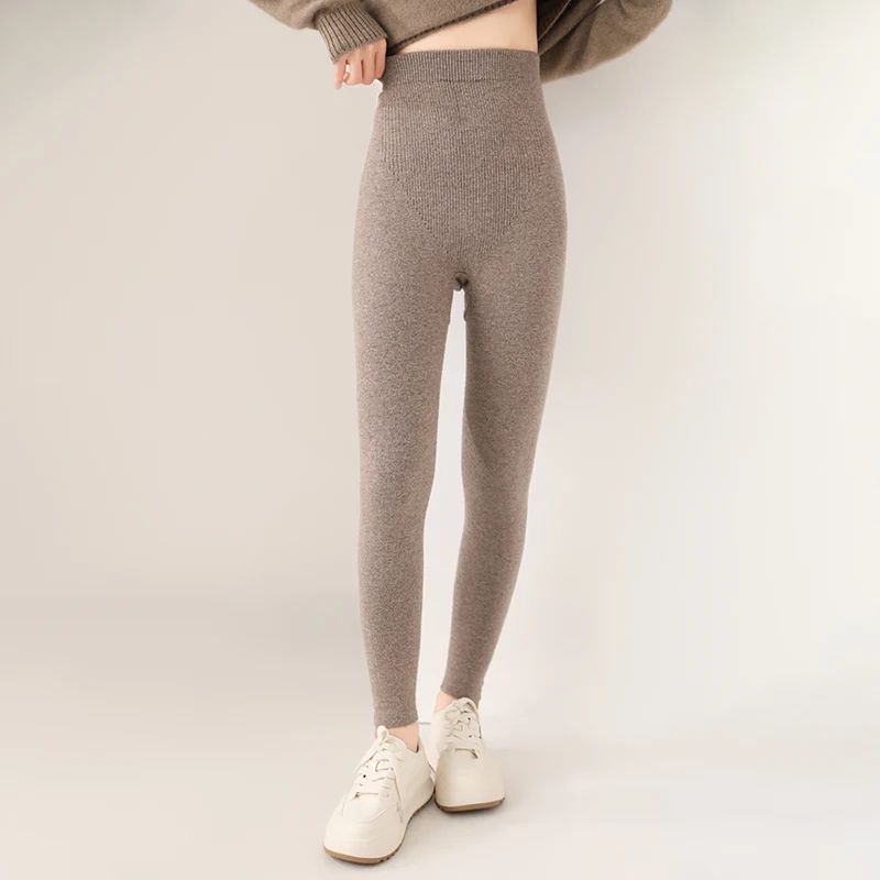 Women Warm Wool Knit Leggings Slim Fit Winter Thermal Pants