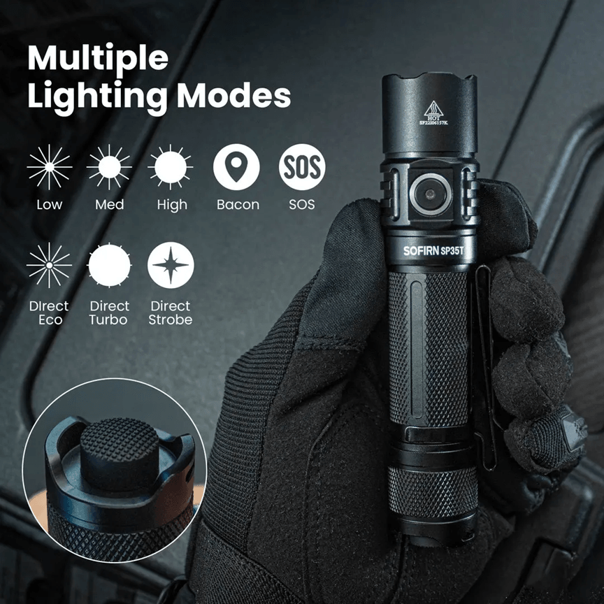 Sofirn SP35T Tactical Flashlight 3800 Lumen USB C Rechargeable Torch