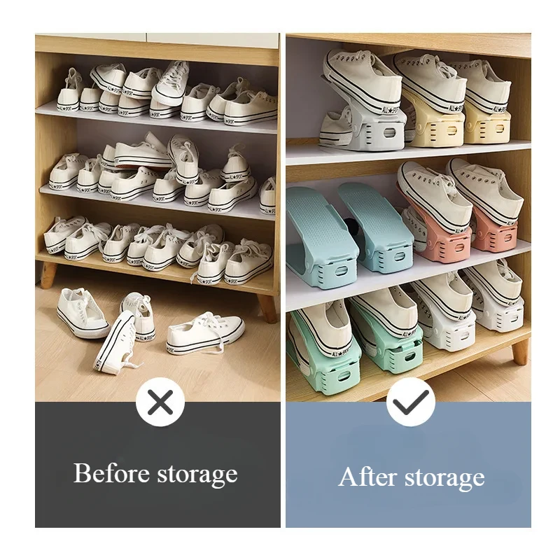 Footwear Support Slot Shoes Storage Rack, Adjustable Durable Organizer Stand for Space-saving Home Cabinet