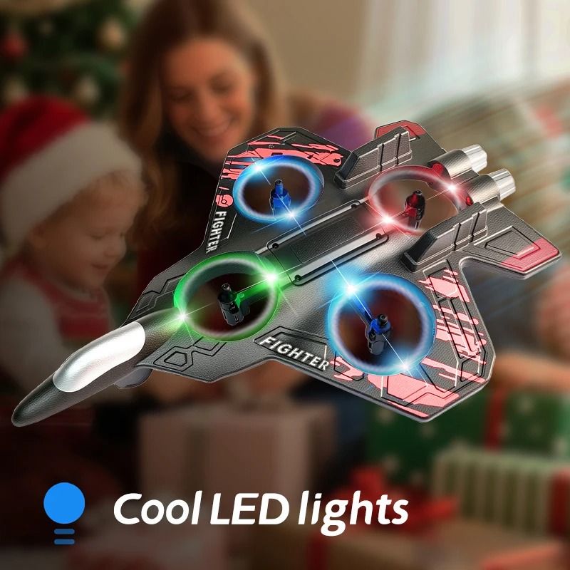 L101 RC Foam Airplane 2.4G Remote Control Fighter Jet with LED Lights and Stunt Flight