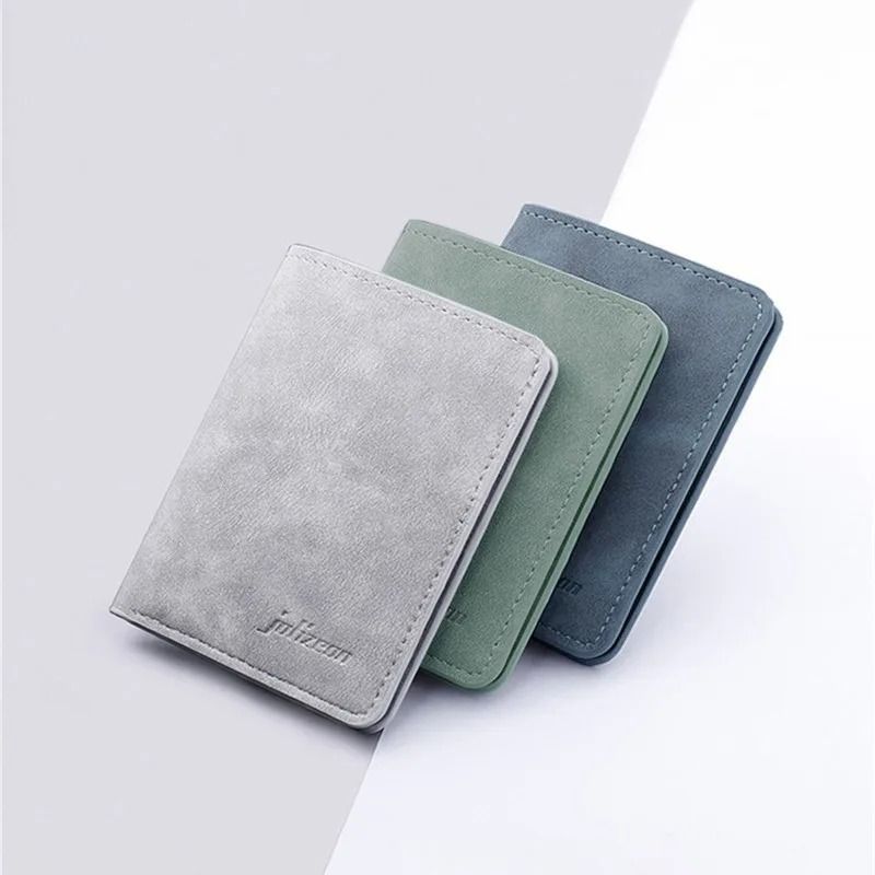 Mini Thin Vertical Wallet – Slim PU Leather Card Holder & Coin Pouch