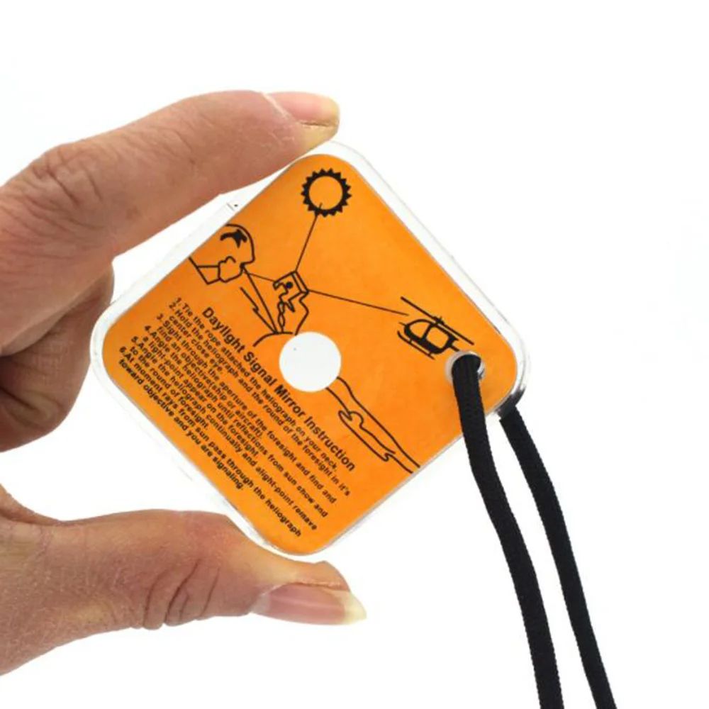 Outdoor Survival Reflective Signal Mirror, Emergency Daylight Signaling Tool for Hiking, Camping & First Aid Kits