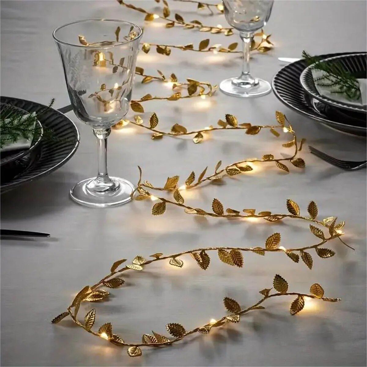 Battery Operated 20LED Golden Leaf Fairy Lights, Copper Wire String Lights for Home, Party & Wedding Decoration