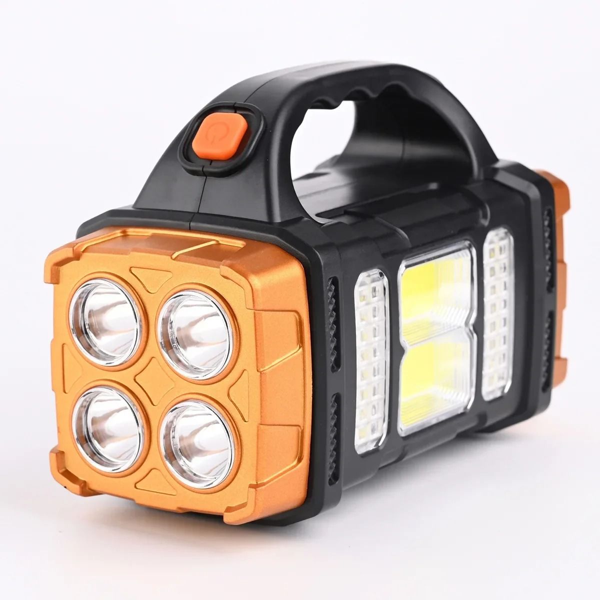 Powerful LED Flashlight with USB and Solar Rechargeable Power Bank