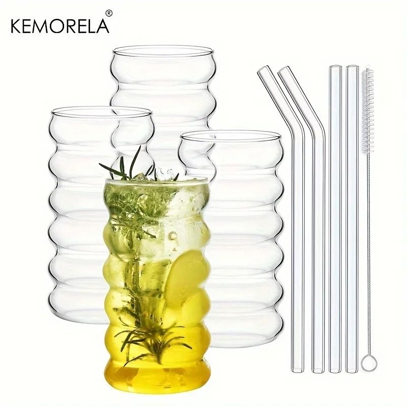 Creative Transparent Ripple Mug – High-Performance Heat-Resistant Glass Tumbler for Coffee, Tea, & Juice