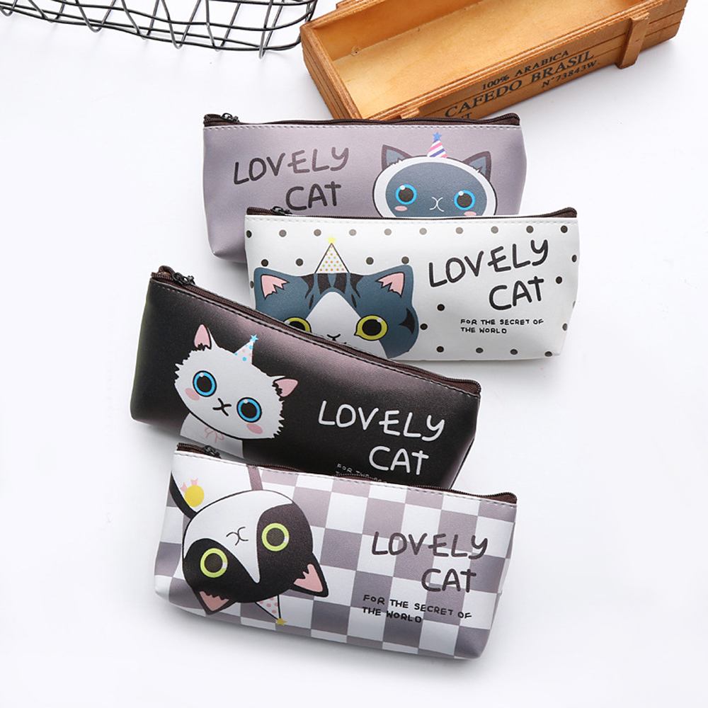 Cat School Pencil Bag, Cute Silicone Waterproof Case, Girls Kids Gift, Office School Supplies, Stationery Organizer