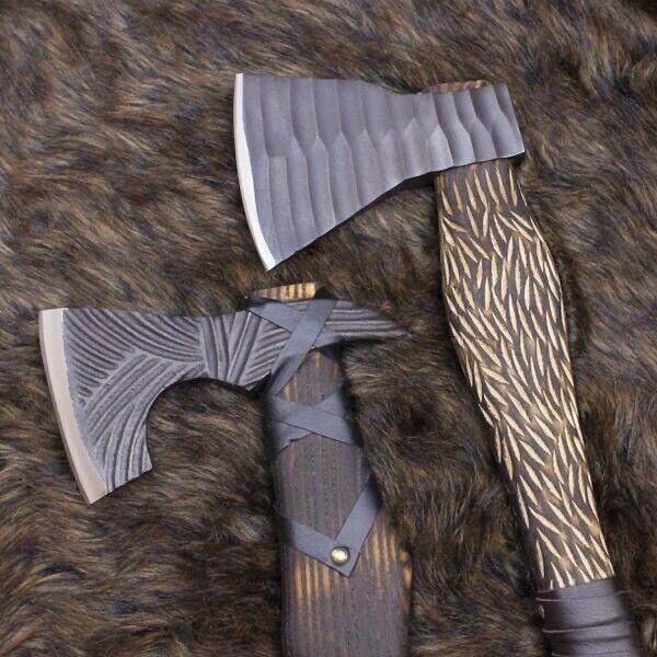 Lot Of 2_Hand Forged steel Head Hatchet Camping Survival Outdoor Hunting Axe