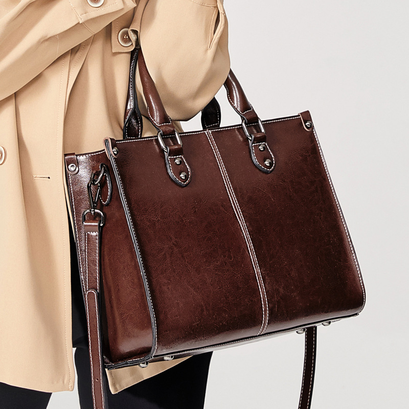 Premium Genuine Leather Handbag for Women Crossbody Shoulder Tote in Real Cowhide