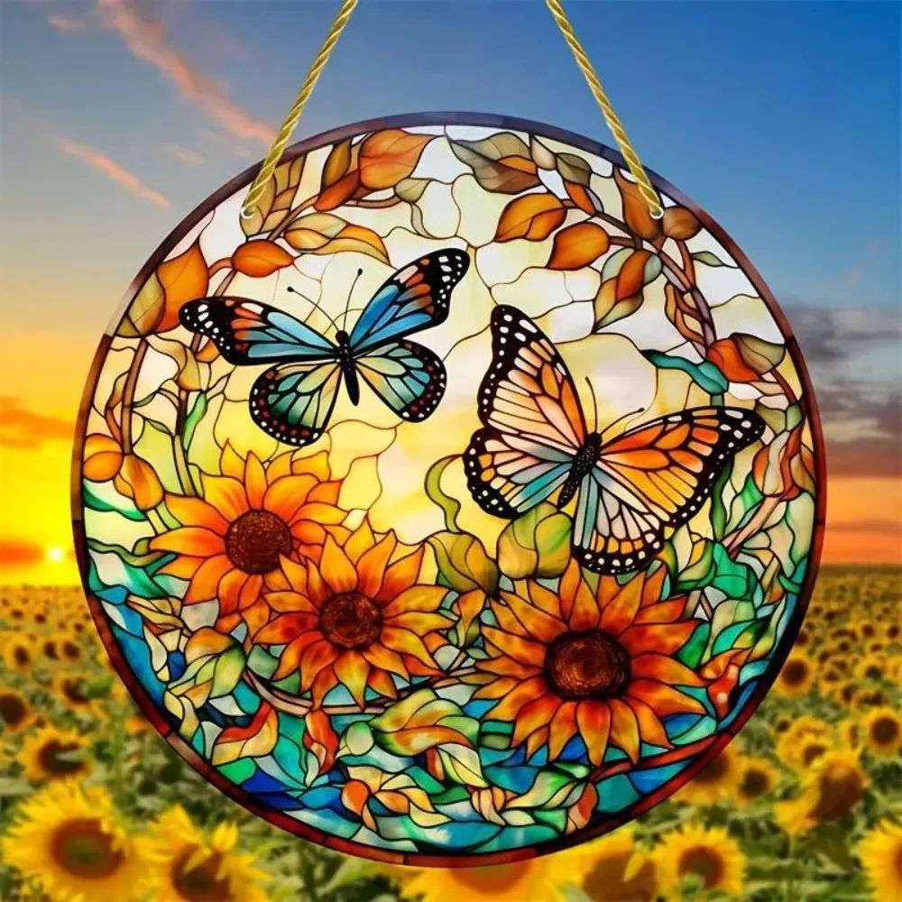 Butterfly Stained Glass Suncatcher Window Hanging Decor