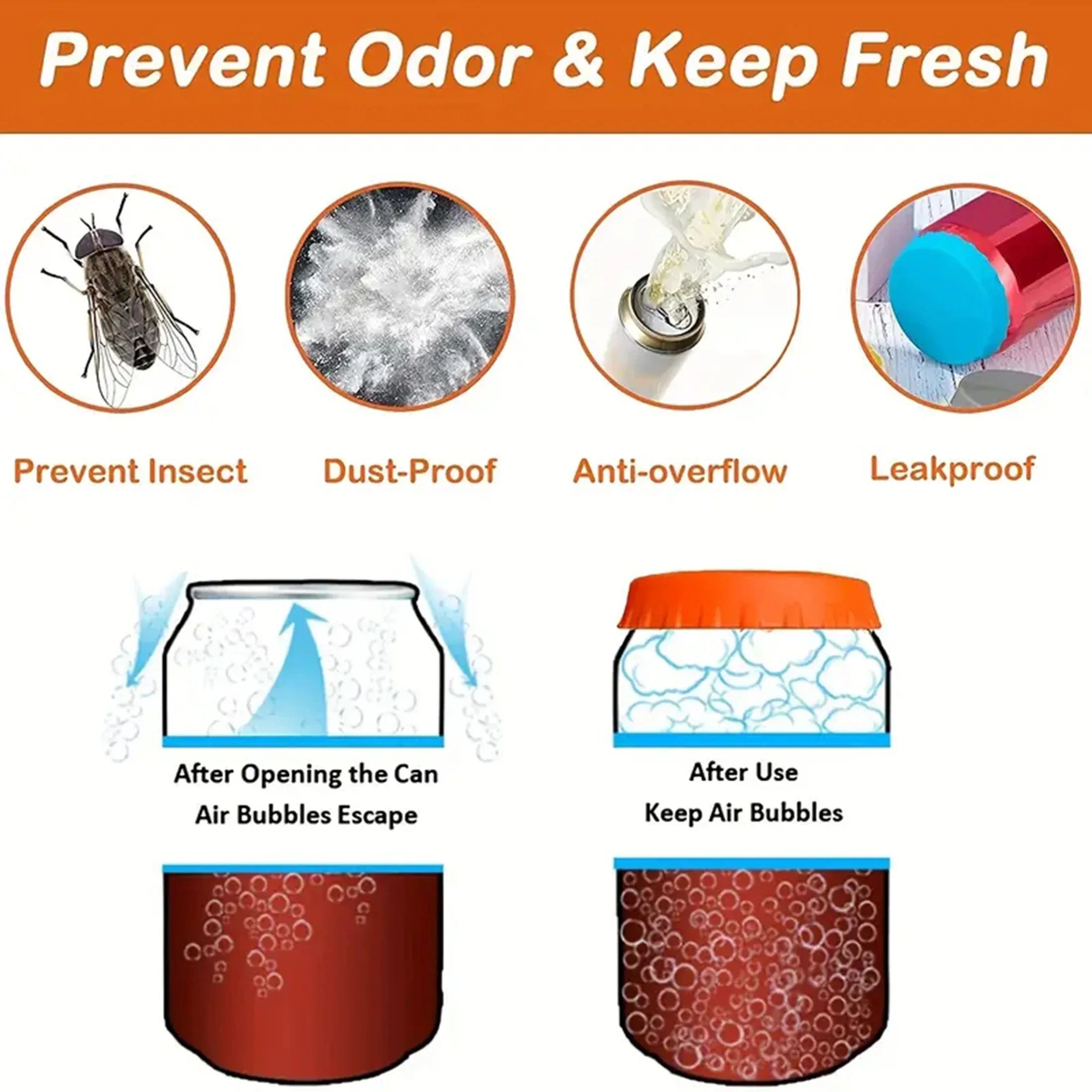 6Pcs Reusable Silicone Can Lids – Leak-Proof Soda & Beer Sealing Caps